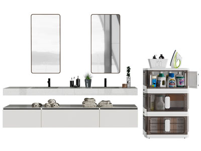 现代洗手台 镜子 浴室柜