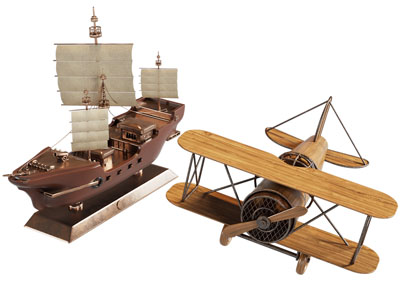 现代轮船 飞机模型摆件组合