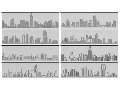 现代建筑剪影 墙饰 墙绘 墙贴