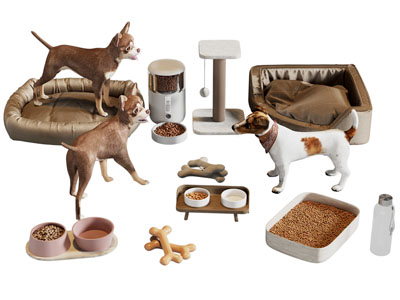 现代宠物狗 狗窝 狗粮 生活用品