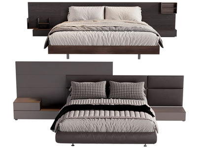 现代双人床 床头柜