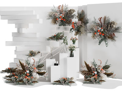 现代花束美陈 户外装置 演绎舞台