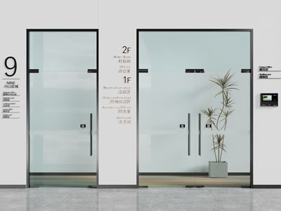 现代办公玻璃大门 双开门 平开门