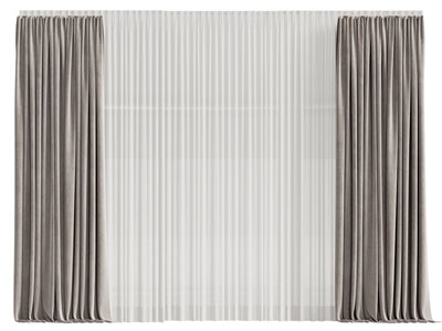 现代布艺窗帘窗纱3d模型 现代布艺窗帘窗纱