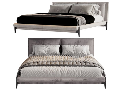 现代布艺双人床