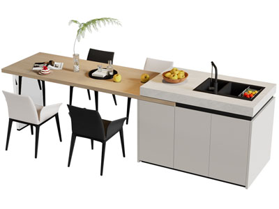 现代水吧台餐桌椅组合