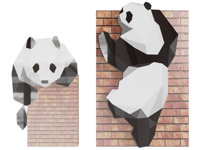 现代几何熊猫雕塑雕刻 卡通动物雕塑3d模型 现代几何熊猫雕塑雕刻 卡通动物雕塑