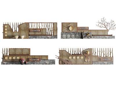 新中式景观墙 文化墙 景观指示牌