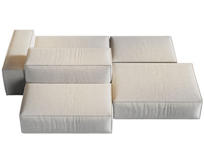 现代布艺双向多人沙发3d模型 现代布艺双向多人沙发