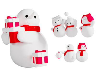 现代雪娃娃雕塑雕刻摆件组合