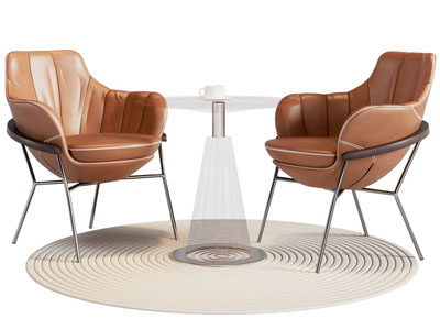 现代休闲椅子 边几