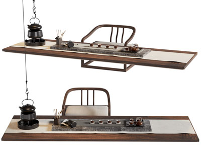 新中式实木茶桌 茶椅 茶壶 茶具杯子