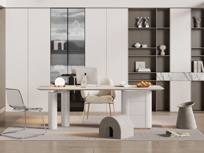 现代书桌椅组合3d模型 现代书桌椅组合