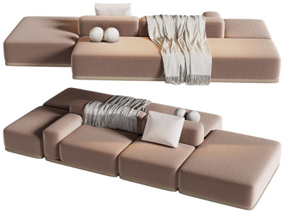 现代双向多人沙发3d模型 现代双向多人沙发