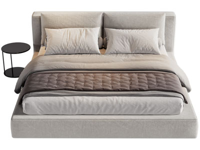 现代双人床 床头几