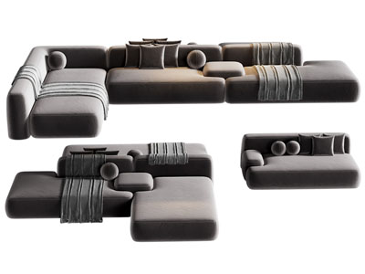 现代转角多人沙发3d模型 现代转角多人沙发