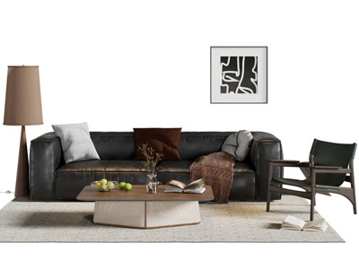 法式中古风双人沙发 休闲椅子和茶几组合