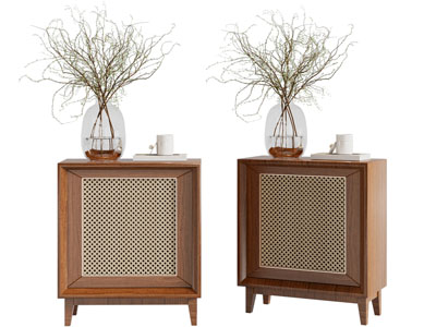 侘寂风实木床头柜