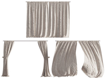 现代布艺飘动的窗帘3d模型 现代布艺飘动的窗帘