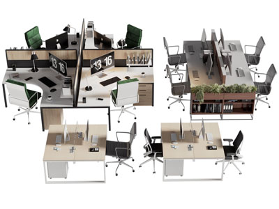 现代多人位办公桌椅组合