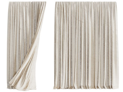 现代布艺窗帘窗纱3d模型 现代布艺窗帘窗纱