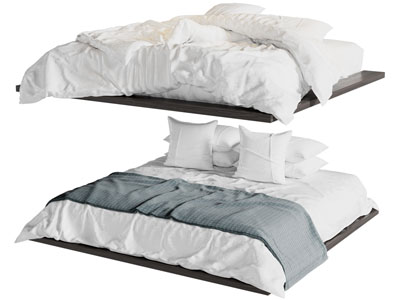 现代无床头双人床