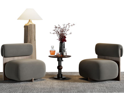 法式单人沙发 边几