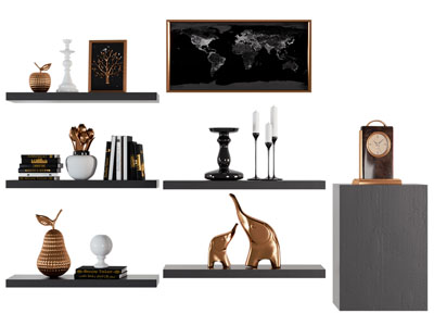 现代墙面置物架 书本 饰品摆件组合