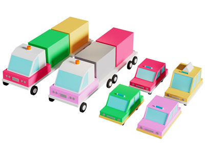 现代卡通汽车 手工小车组合