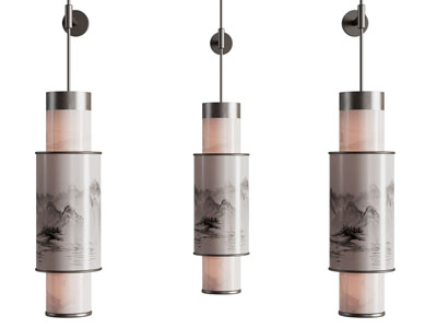 新中式山脉图案的壁灯