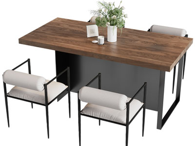 现代实木长方形餐桌椅组合