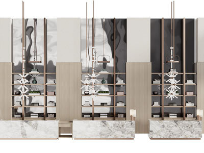 新中式前台接待台 背景墙