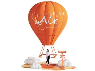 现代热气球美陈 网红打卡拍照区 户外装置