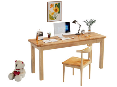 现代实木书桌椅组合3d模型 现代实木书桌椅组合