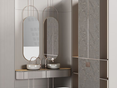 现代轻奢洗手台 镜子 浴室柜