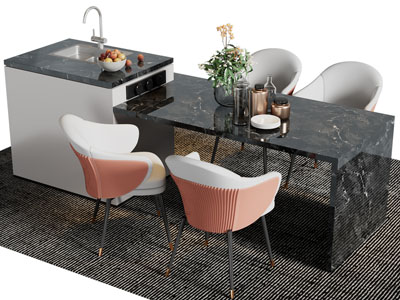 现代吧台餐桌椅组合