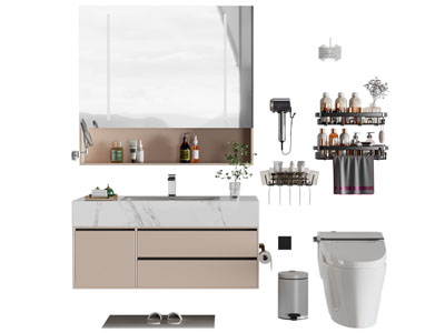 现代洗手台 镜柜 马桶 卫浴小件