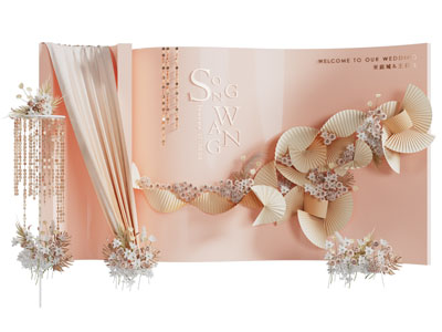 现代轻奢婚庆现场美陈 摆件组合 户外装置 演绎舞台