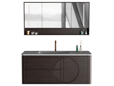 新中式实木洗手台 镜柜 浴室柜