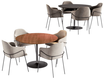 现代圆形餐桌椅组合