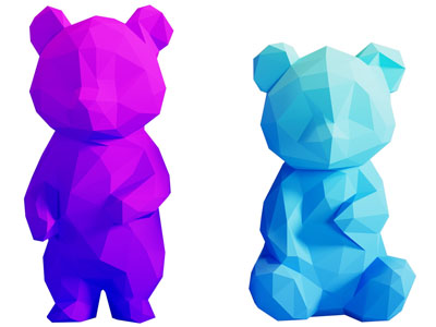 现代几何熊雕塑雕刻摆件组合