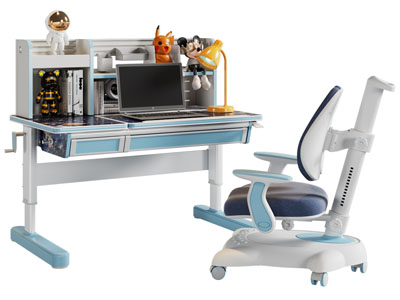 现代学生书桌椅组合3d模型 现代学生书桌椅组合