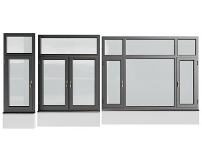 现代金属边框的玻璃平开窗户