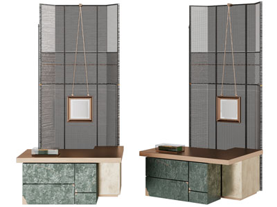 新中式前台接待台 背景墙