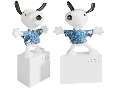 现代雕塑小狗摆件组合