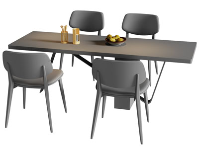 现代长方形餐桌椅组合