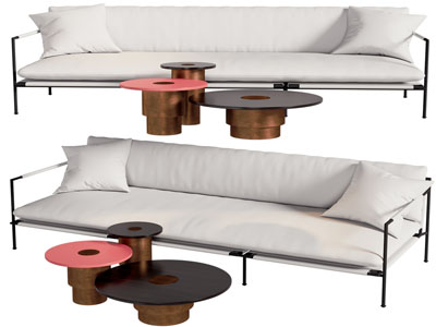 现代多人沙发 茶几组合3d模型 现代多人沙发 茶几组合