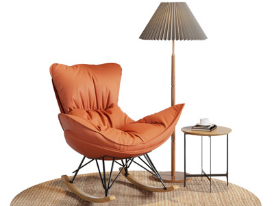 现代摇椅 休闲椅子 边几 落地灯