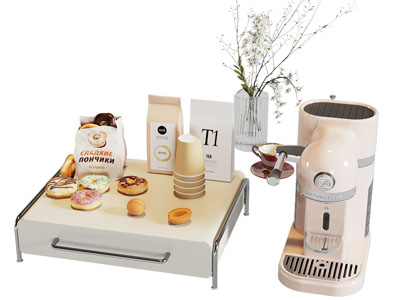 现代咖啡机 饼干花瓶摆件组合