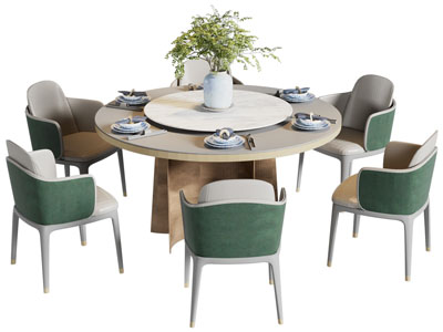 现代圆形餐桌椅组合